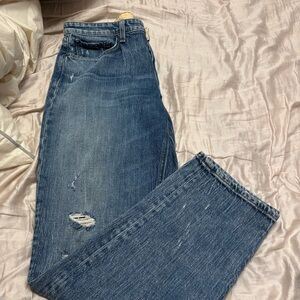 Rag & Bone Blue Rosa Mid-Rise Boyfriend Distressed Jeans